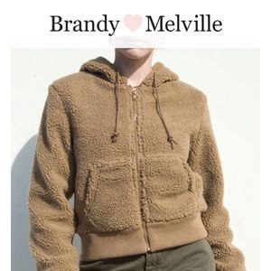 Drawstring Sherpa Zip Hoodie